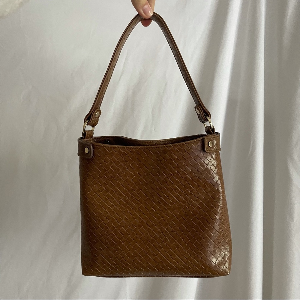 Faux leather brown mini bag